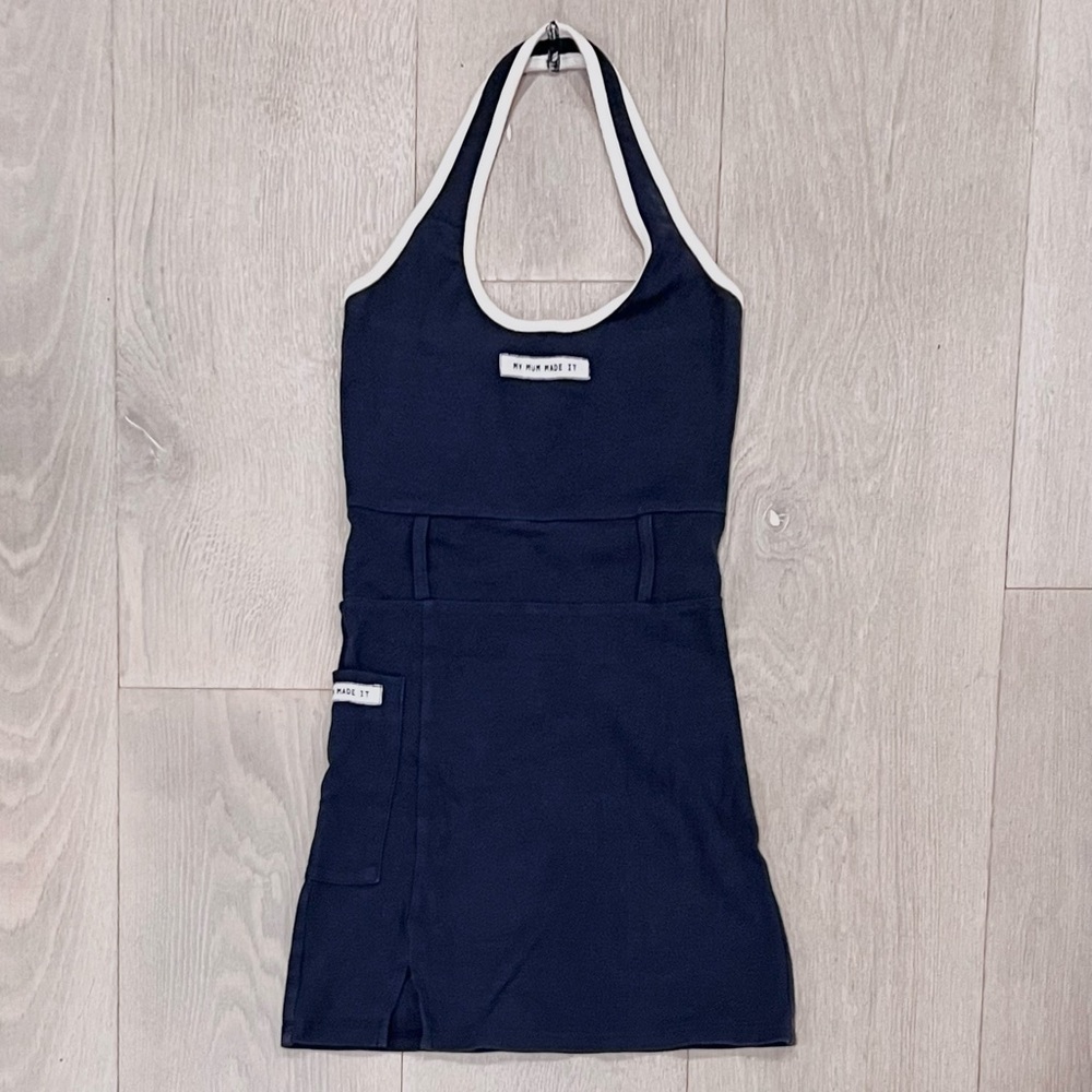 My Mum Made It Navy Halter Dress